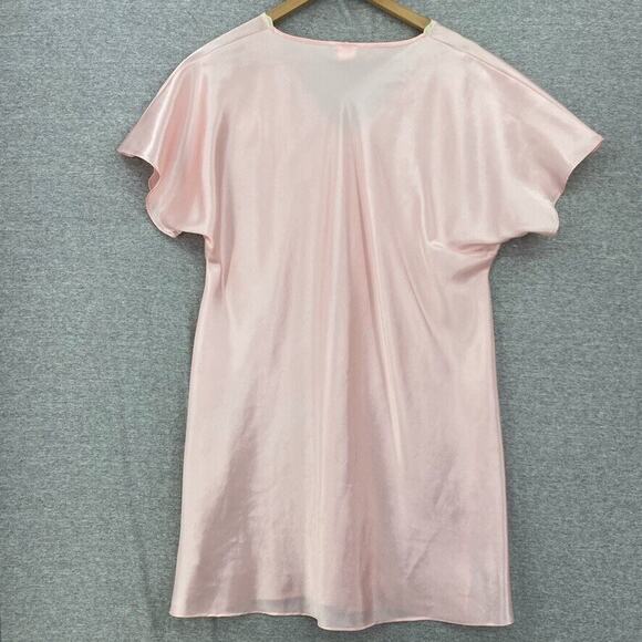 Vintage Natori Cruz Nightgown Womens Large Pink Embroidered Lace Short Sleeve - Picture 3 of 10